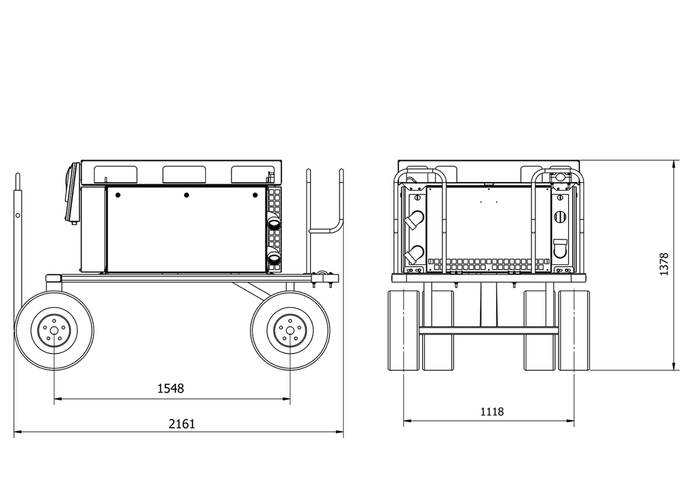 Габариты ITW GSE 2400 Compact (120-140-180кВА), мобильная установка Габариты ITW GSE 2400 Compact (120-140-180кВА), мобильная установка