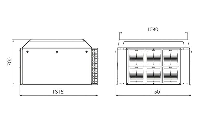 Габариты ITW GSE 2400 Compact (120-140-180кВА), установка под телетрап Габариты ITW GSE 2400 Compact (120-140-180кВА), установка под телетрап